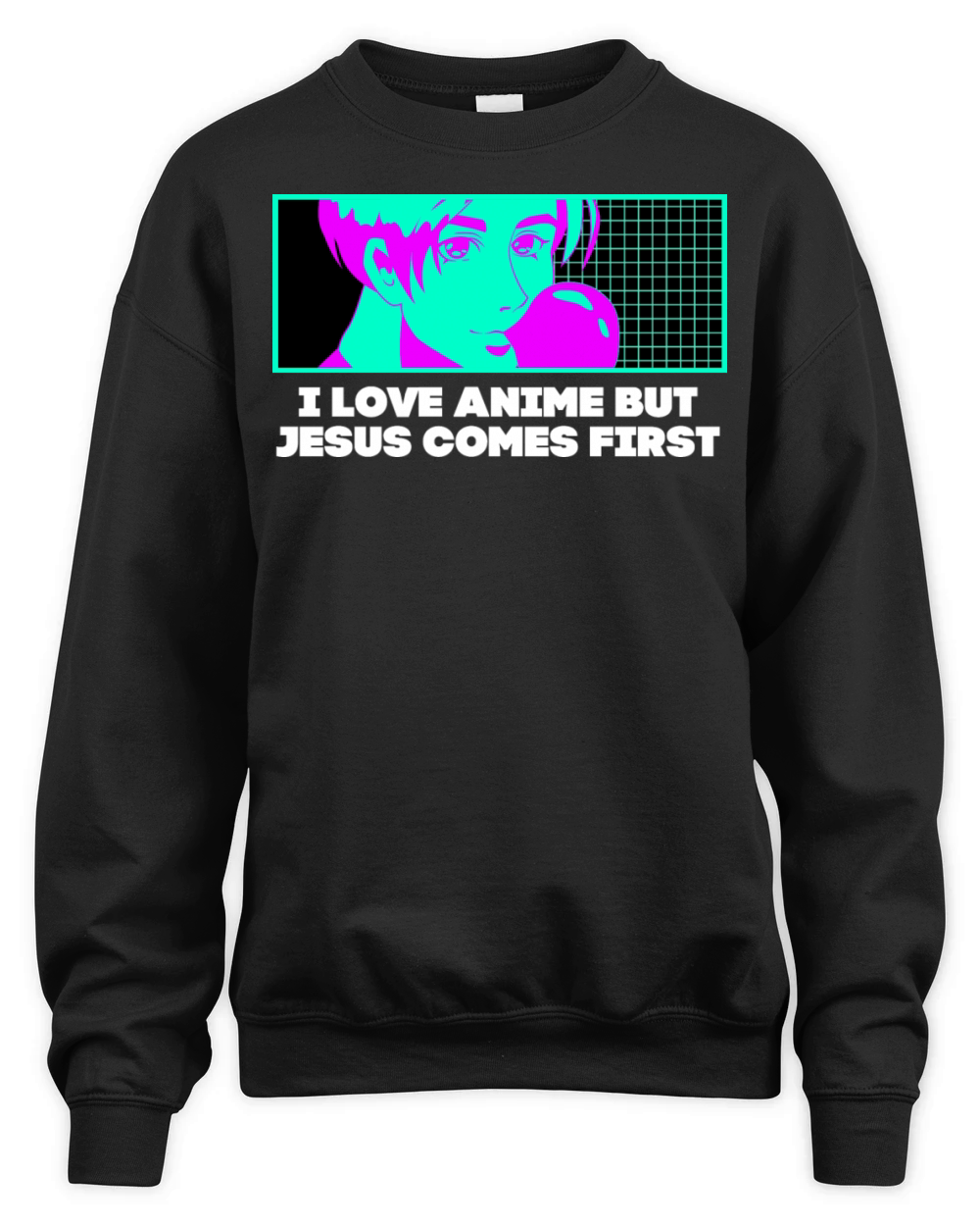 I Love Anime But Jesus Comes First Anime Lover Chr Unisex Premium Crewneck Sweatshirt