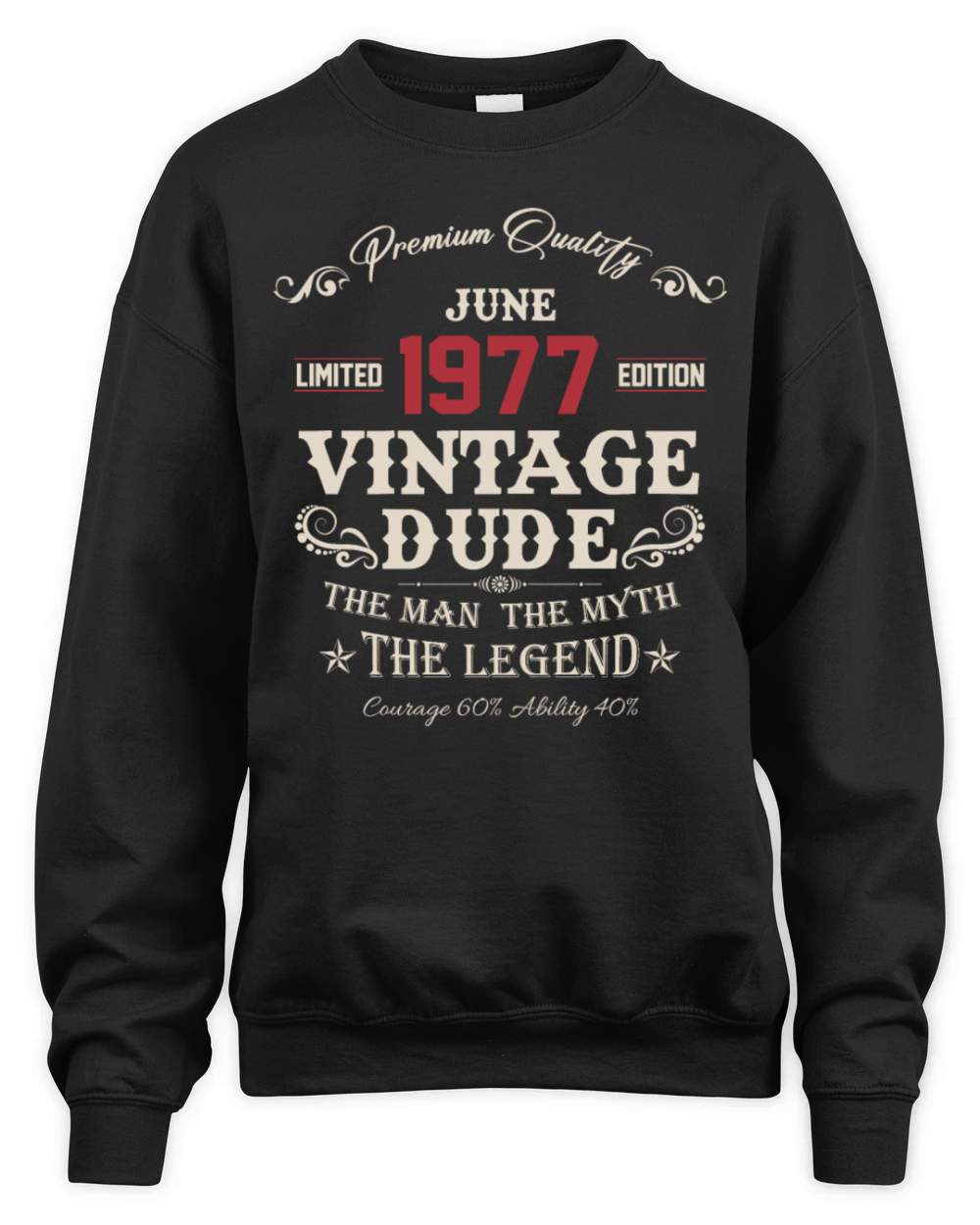 June 1977 Vintage Birthday Present Unisex Premium Crewneck Sweatshirt