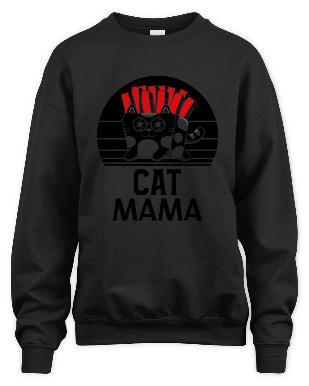 Vintage 80s Style Cat Mom Distressed Funny Retro Unisex Premium Crewneck Sweatshirt