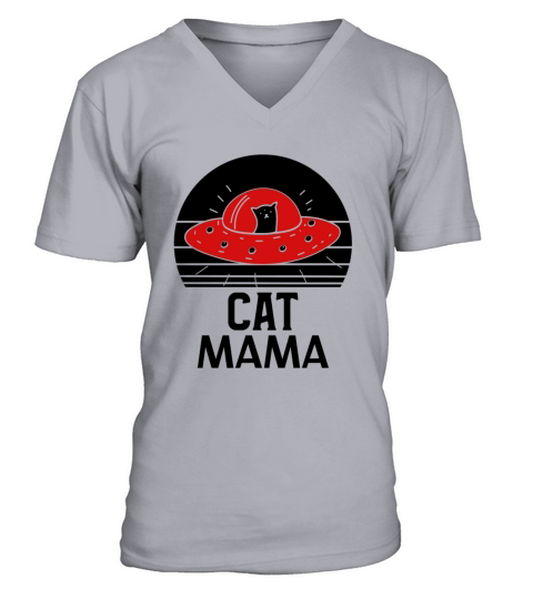 Cat Mama Eighties Style Vintage Retro Distressed V-Neck T-shirt