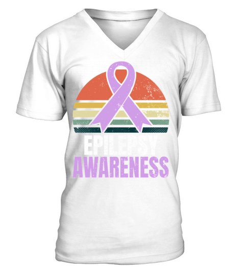 Epilepsy Awareness Shirt Vintage Retro Sunset Gift V-Neck T-shirt