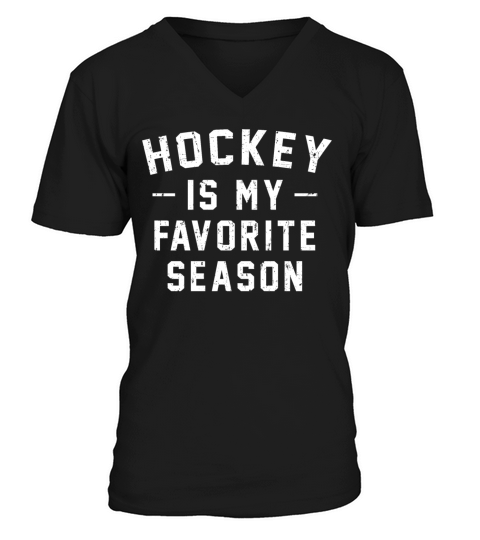 Hockey Is My Favorite Season Vintage Distressed V-Neck T-shirt