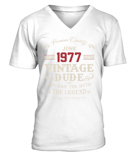 June 1977 Vintage Birthday Present V-Neck T-shirt