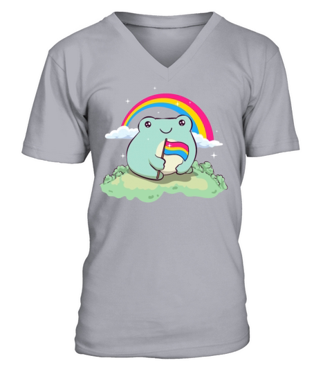 Pansexual Pride Pan Flag Cute Frog Subtle LGBTQ V-Neck T-shirt