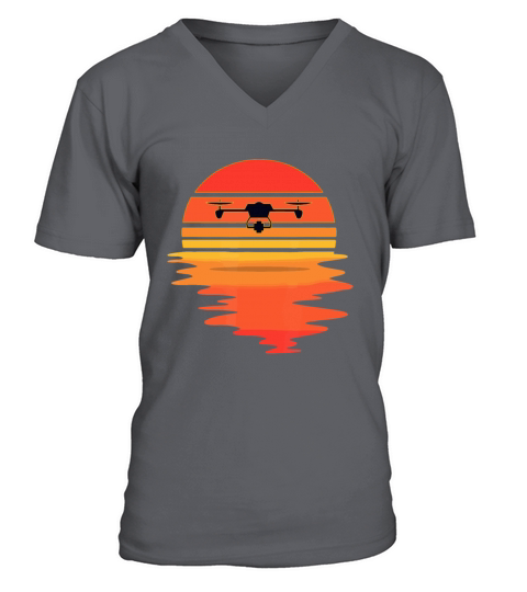 Retro Drone Pilot - Vintage Sunset Aviator Flyings V-Neck T-shirt