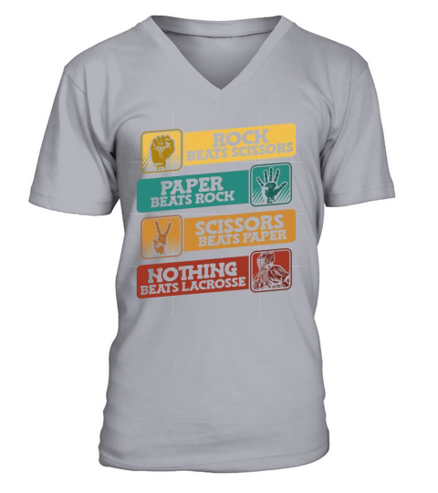 Rock Paper Scissors Lacrosse Goalie Lax Legend V-Neck T-shirt