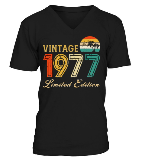 Vintage 1977 Limited Edition Made In 1977 Birthday V-Neck T-shirt