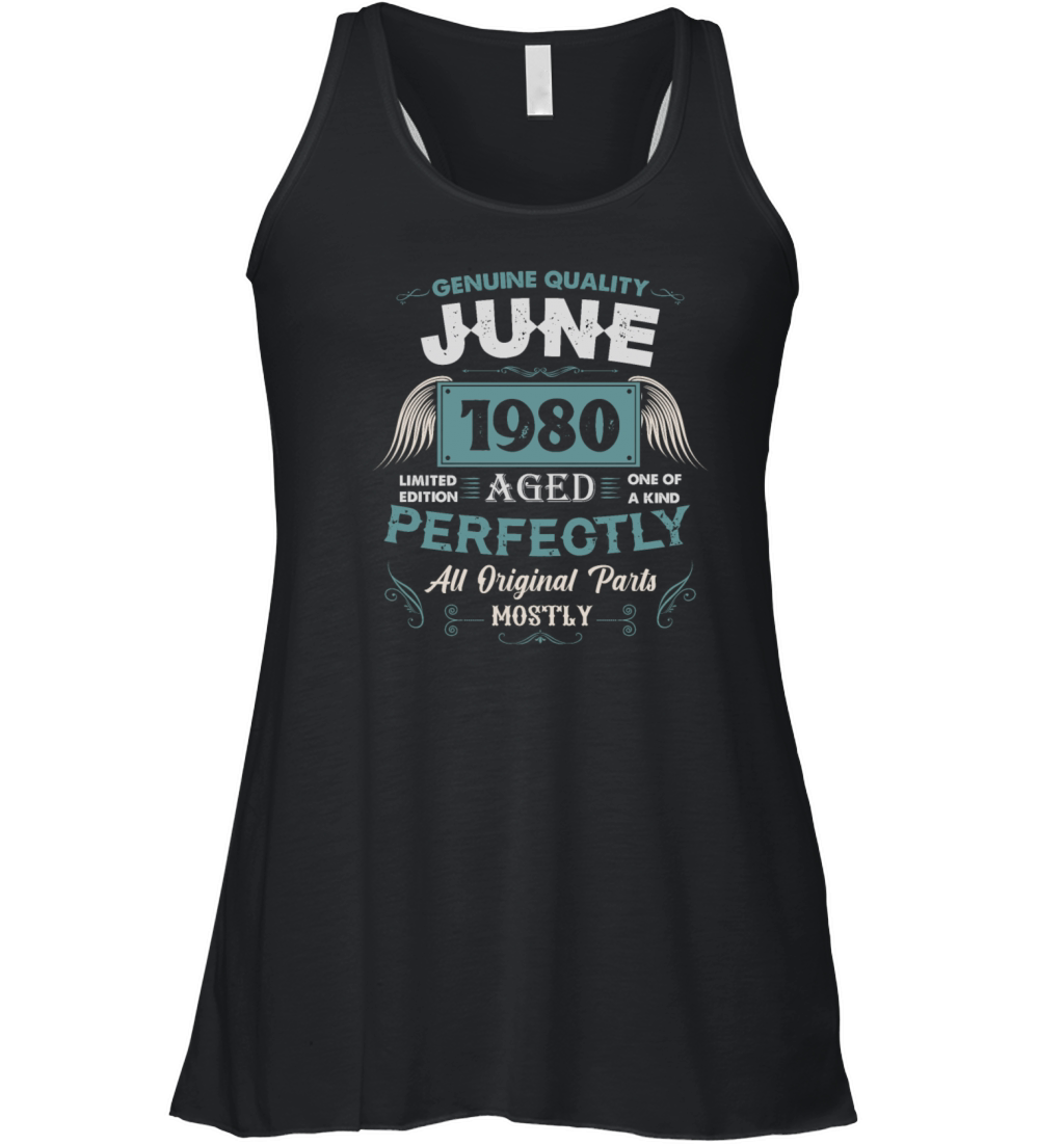 June 1980 Vintage Birthday Present Women's Flowy Tank Top