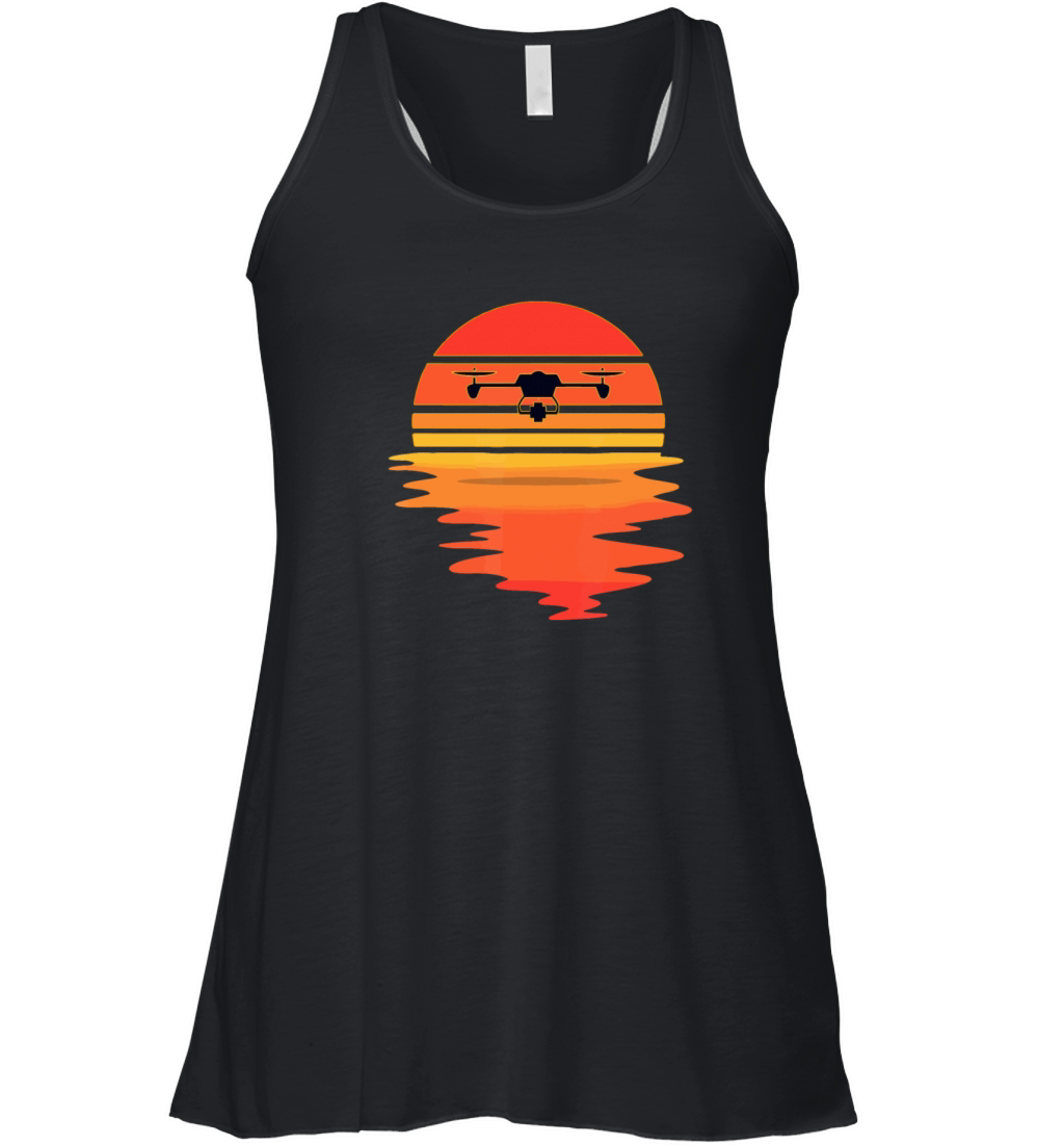 Retro Drone Pilot - Vintage Sunset Aviator Flyings Women's Flowy Tank Top