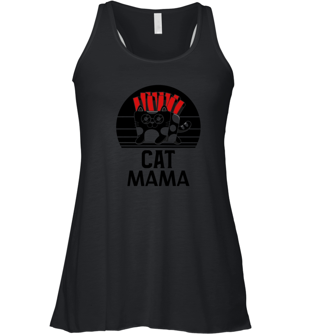 Vintage 80s Style Cat Mom Distressed Funny Retro Women's Flowy Tank Top