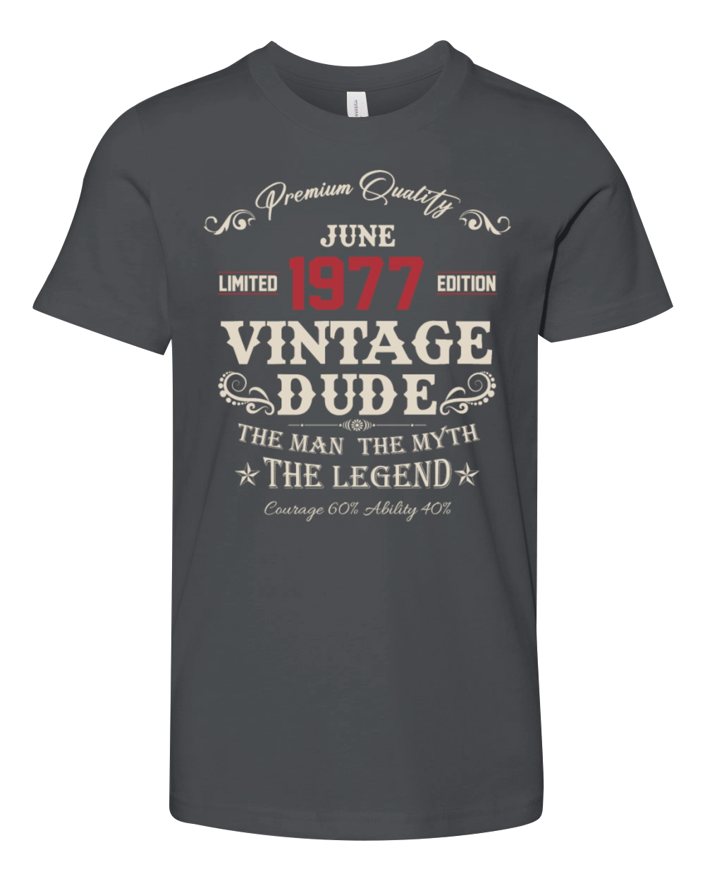 June 1977 Vintage Birthday Present Youth Unisex Jersey Tee