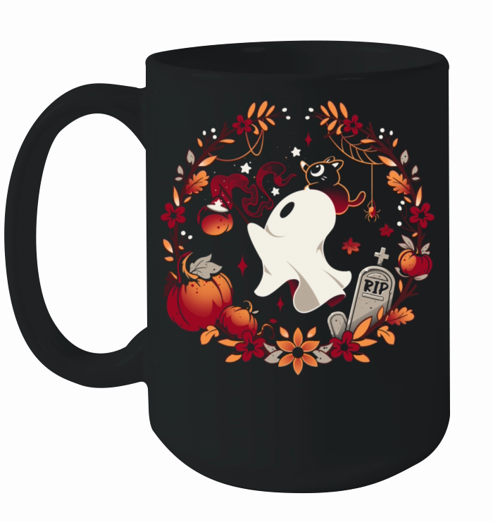 Spooky Wishes Cute Halloween Ghost Ceramic Mug