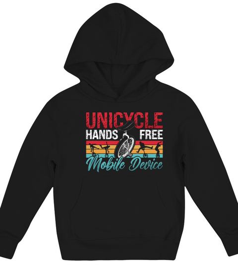 Unicycle Hands Free Mobile Retro Unicycle Rider Kids Hoodie