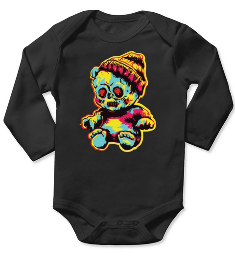 Horror Scary Bear Halloween Hexy Huggles Long Sleeve Baby One-Piece