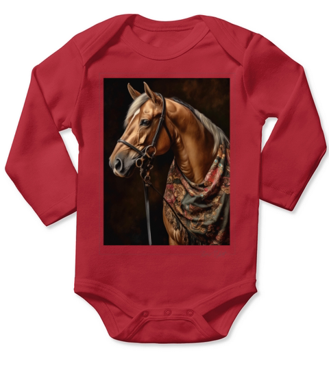 horse - vintage style Long Sleeve Baby One-Piece