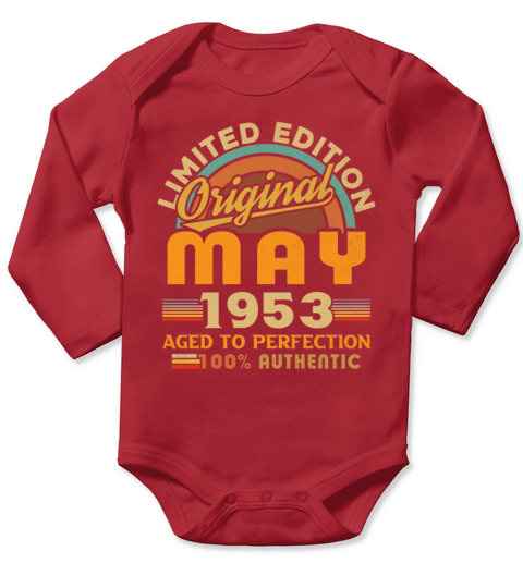 May 1953 Vintage Birthday Gift Long Sleeve Baby One-Piece