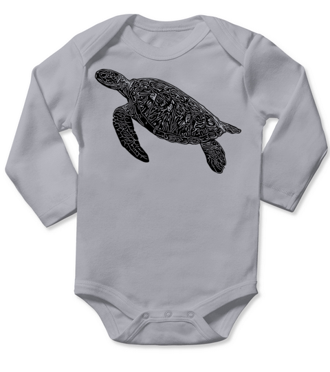 Vintage Diving Turtle Long Sleeve Baby One-Piece