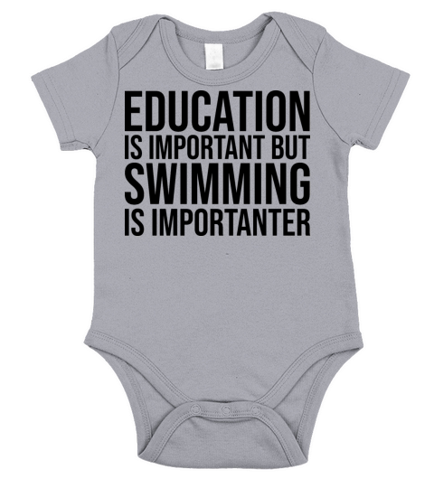 Swimming Is Importanter Short Sleeve Baby One-Piece
