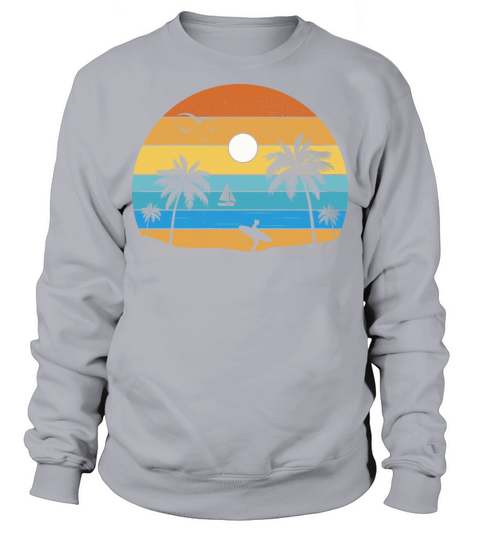 Retro Vintage Sunset Coco Palm Tree Tropical Beach Sweatshirt Unisex