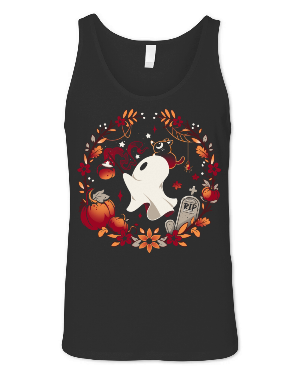 Spooky Wishes Cute Halloween Ghost Unisex Jersey Tank