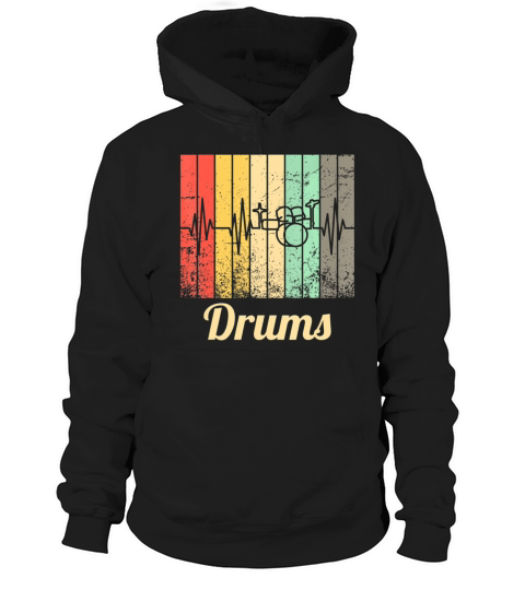 Cool Drum Kit Percussion Vintage Retro Drummer Hoodie Unisex