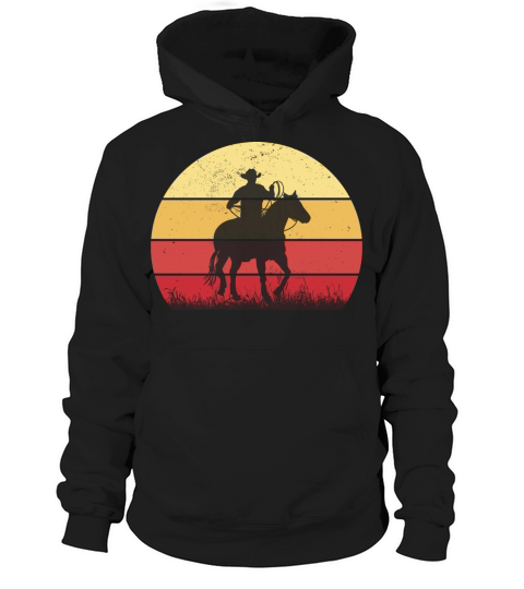 Cowboy Riding a Horse Vintage Sunset Horse Lover Hoodie Unisex