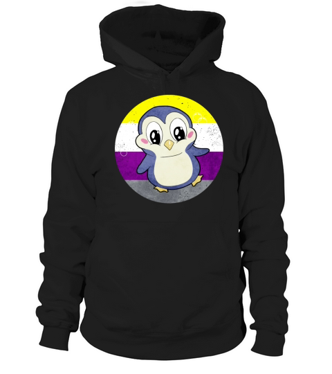 Non Binary Pride Flag Penguin Sublte LGBTQ Hoodie Unisex