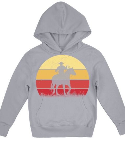 Cowboy Riding a Horse Vintage Sunset Horse Lover Kids Hoodie