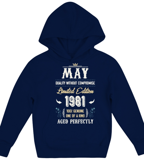 May 1981 Vintage Birthday Present Kids Hoodie