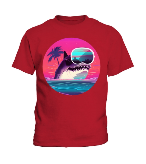 80s 90s Vintage Shark Style Kids T-Shirt