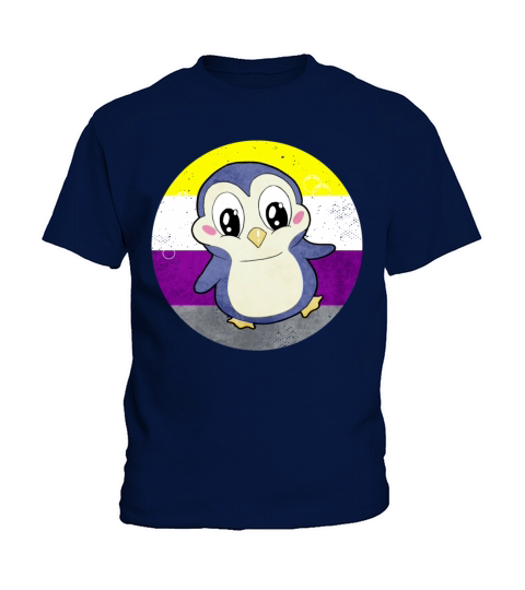 Non Binary Pride Flag Penguin Sublte LGBTQ Kids T-Shirt