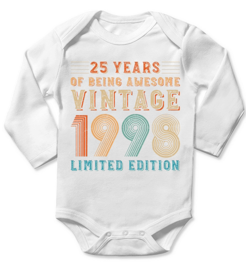 25 years of being awesome vintage 1998 limited edi Long Sleeve Baby One-Piece