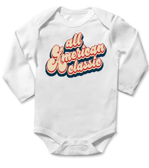American Patriotic 4th of July Classic Vintage Long Sleeve Baby One-Piece