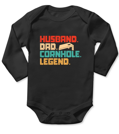 Husband Dad Cornhole Legend Retro Vintage Long Sleeve Baby One-Piece