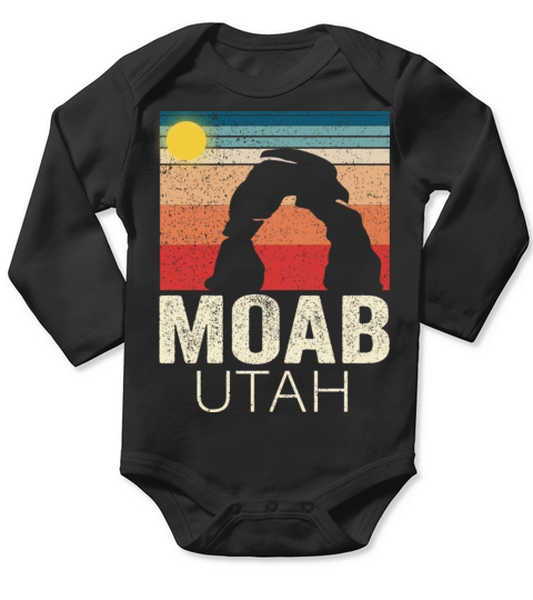 Moab Utah Retro Sunset Vintage Road Moab City Long Sleeve Baby One-Piece