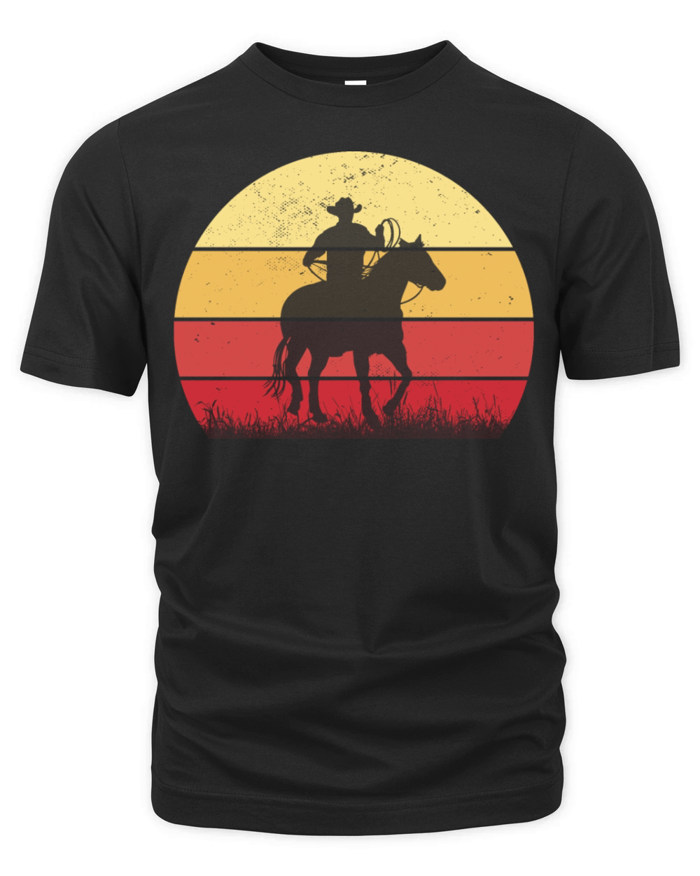Cowboy Riding a Horse Vintage Sunset Horse Lover Organic Unisex T-shirt