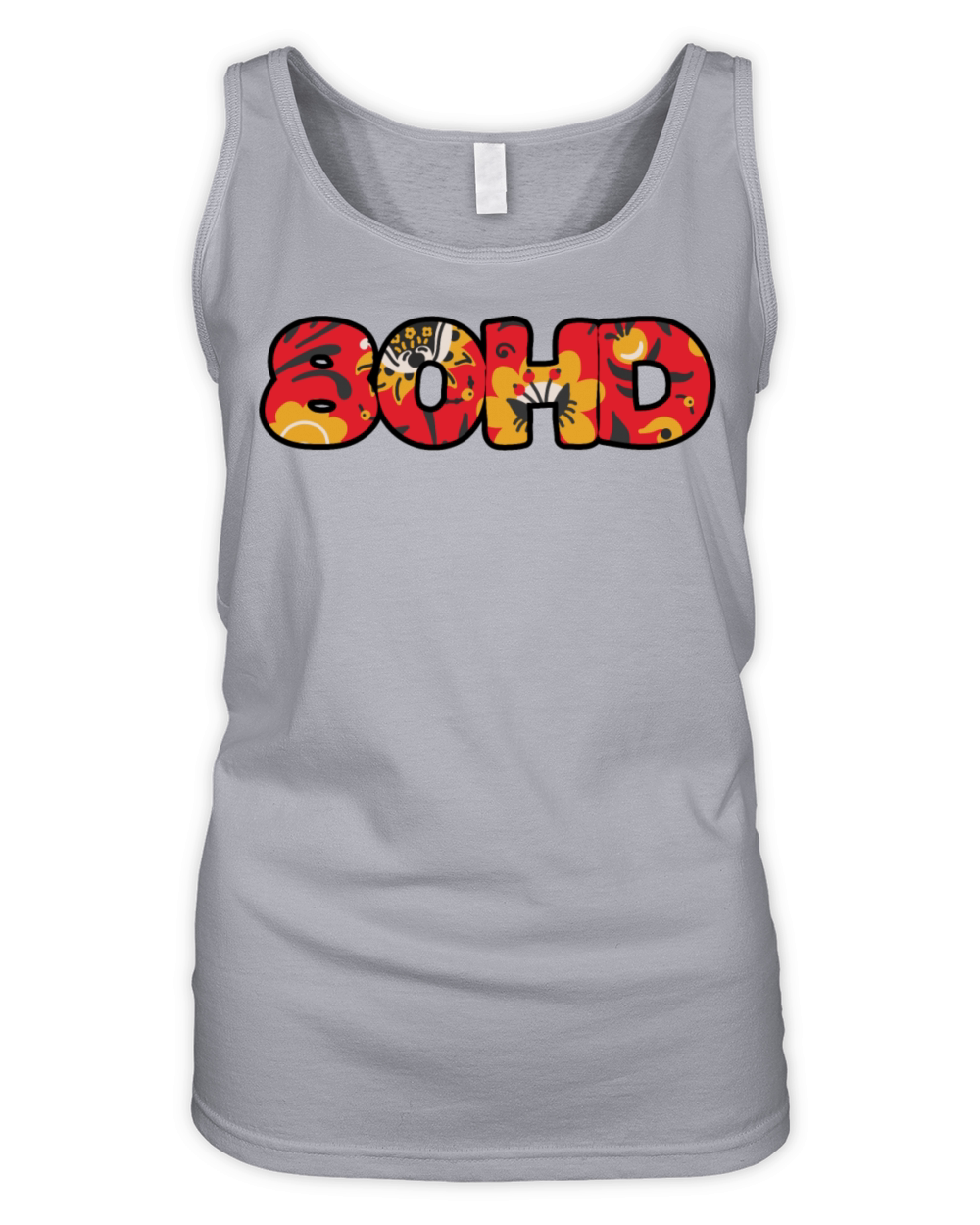 80hd ADHD red floral Organic Women's Tank Top