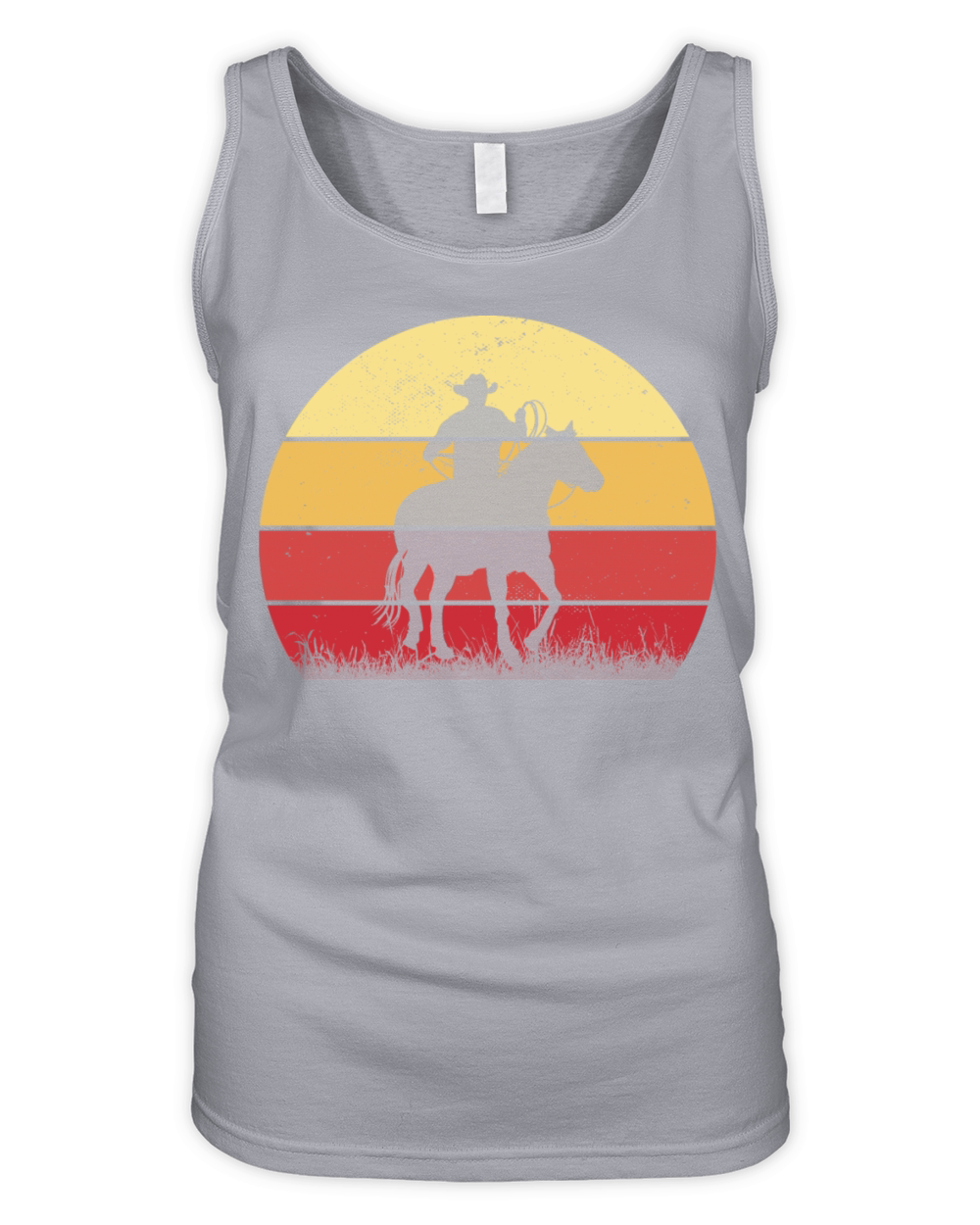 Cowboy Riding a Horse Vintage Sunset Horse Lover Organic Women's Tank Top