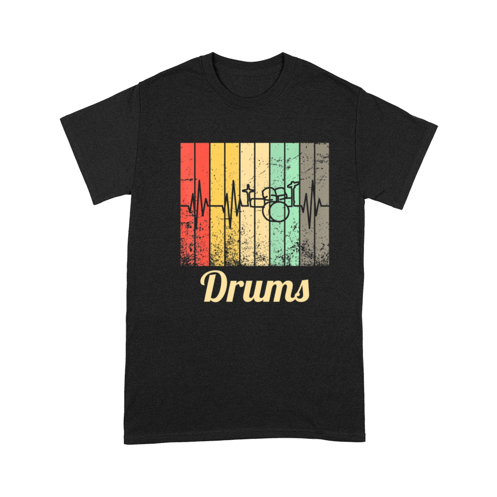 Cool Drum Kit Percussion Vintage Retro Drummer Premium T-shirt