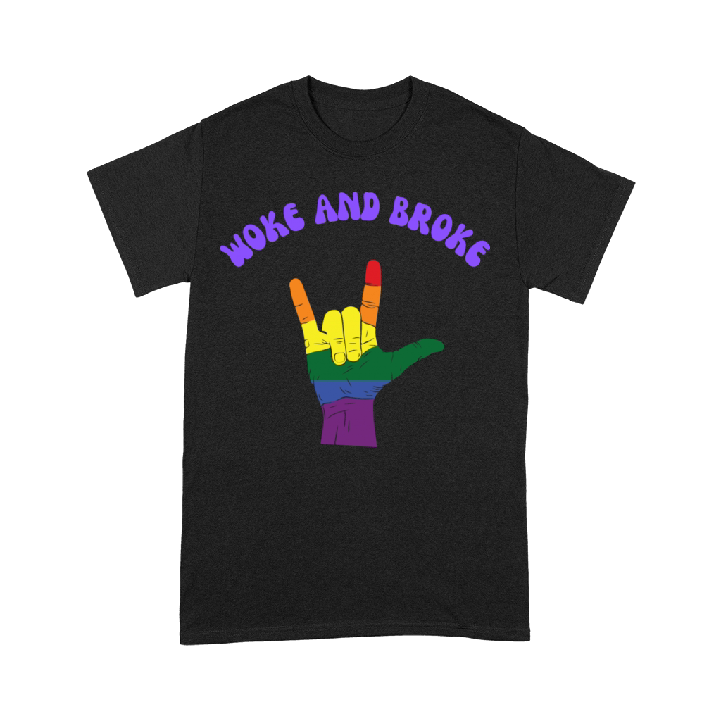 Woke and Broke I Love You Hand Sign Gay Pride Premium T-shirt