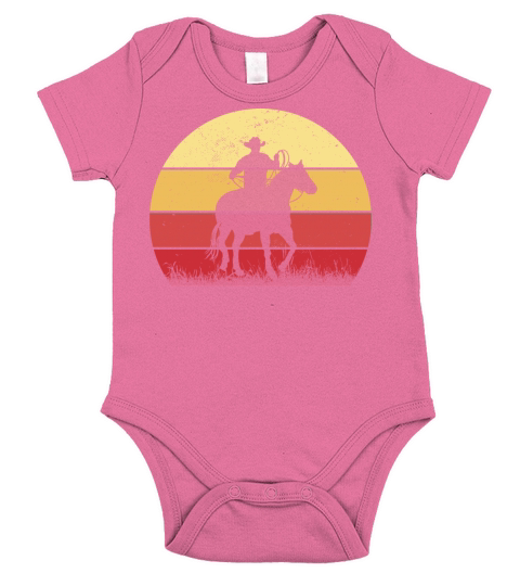 Cowboy Riding a Horse Vintage Sunset Horse Lover Short Sleeve Baby One-Piece