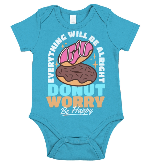 Donut Worry Everything Will Be Alright Vintage Short Sleeve Baby One-Piece