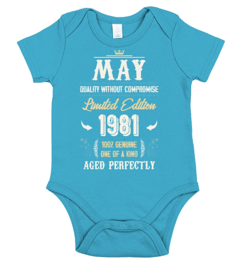 May 1981 Vintage Birthday Present Short Sleeve Baby One-Piece