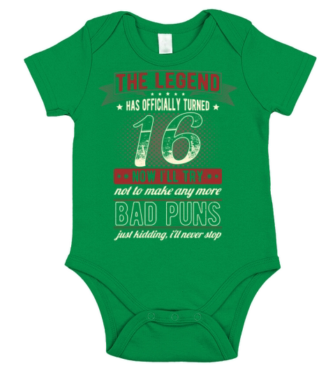 The Legend Officially 16 Years Old 16th Birthday Short Sleeve Baby One-Piece