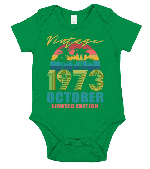 Vintage October 1973 Limited Edition Short Sleeve Baby One-Piece