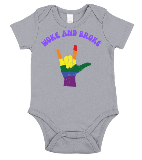 Woke and Broke I Love You Hand Sign Gay Pride Short Sleeve Baby One-Piece