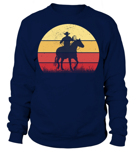 Cowboy Riding a Horse Vintage Sunset Horse Lover Sweatshirt Unisex