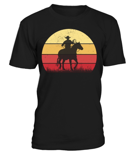 Cowboy Riding a Horse Vintage Sunset Horse Lover T-Shirt Unisex