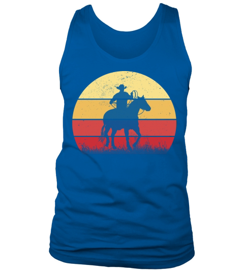 Cowboy Riding a Horse Vintage Sunset Horse Lover Tank Top Unisex
