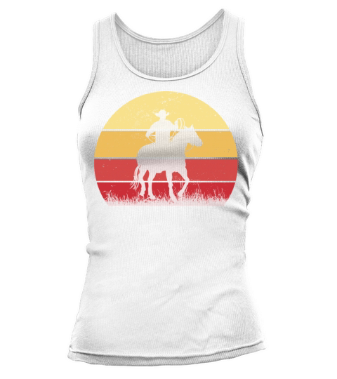 Cowboy Riding a Horse Vintage Sunset Horse Lover Tank top Woman